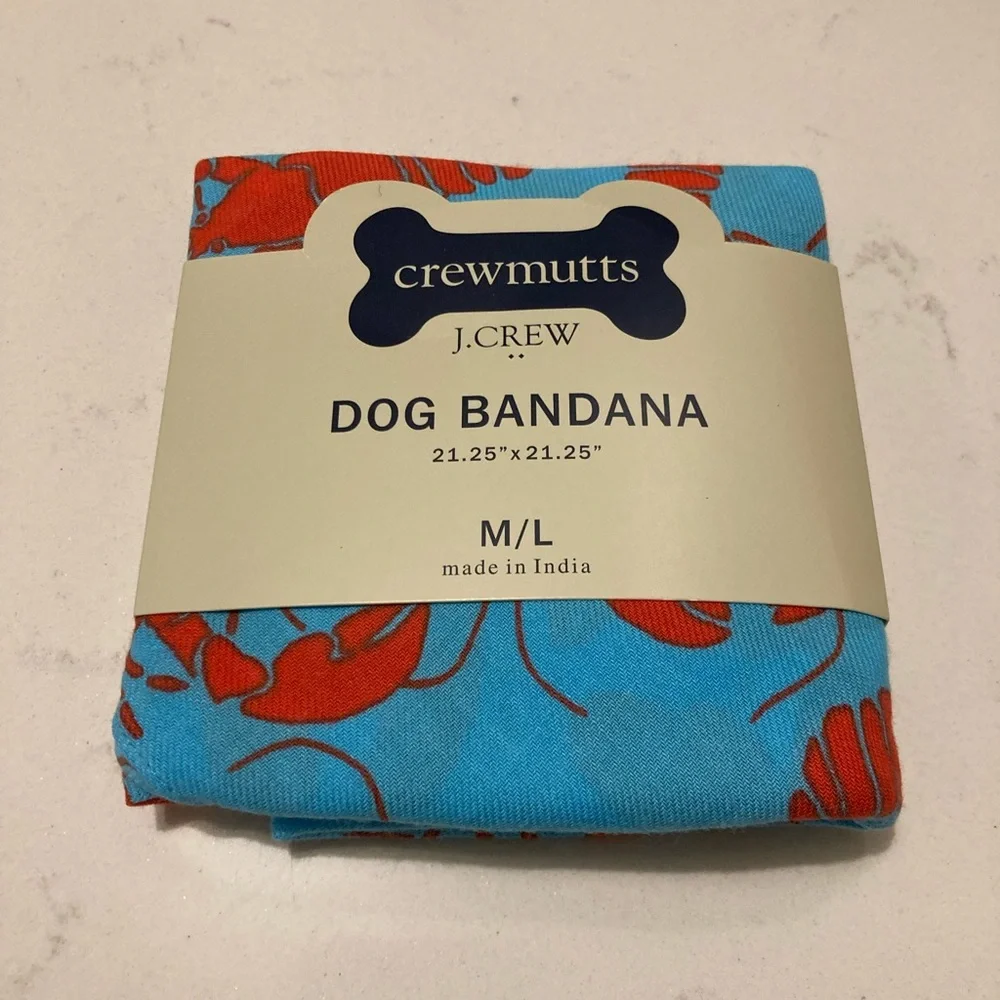 Dog Bandana Organic Bandana JCrew Crewmutts New Blue & Red Lobster Bandana
